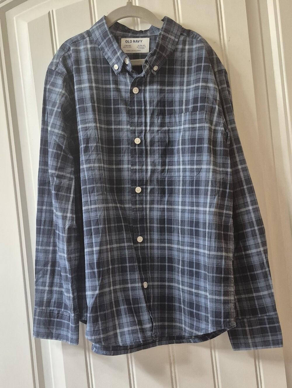 Boys Plaid Old Navy Button Down Shirt Size Large New With Tags